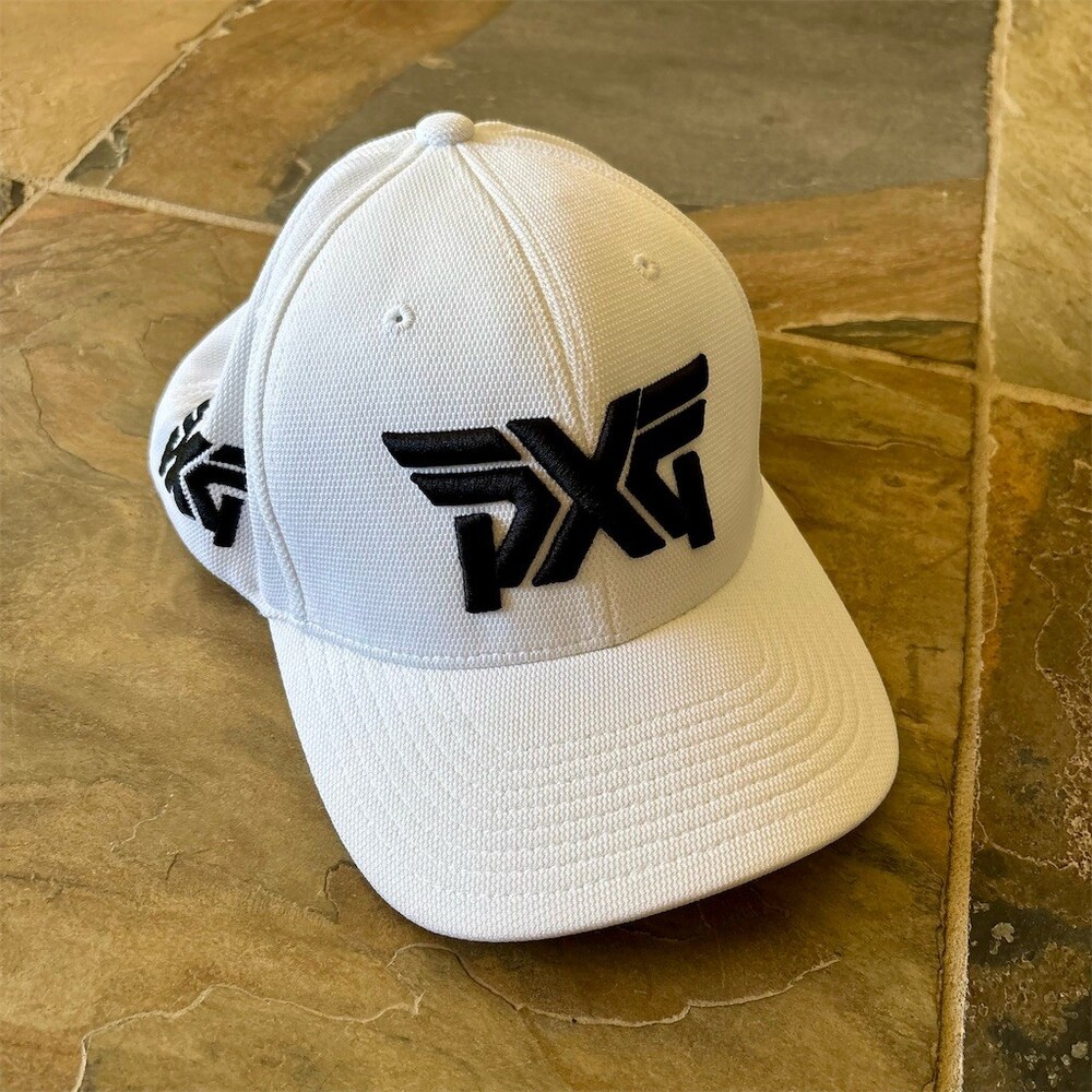 PXG Golf Hat Unisex S/M White Stretch Fit Curved Brim Embroidered Logo